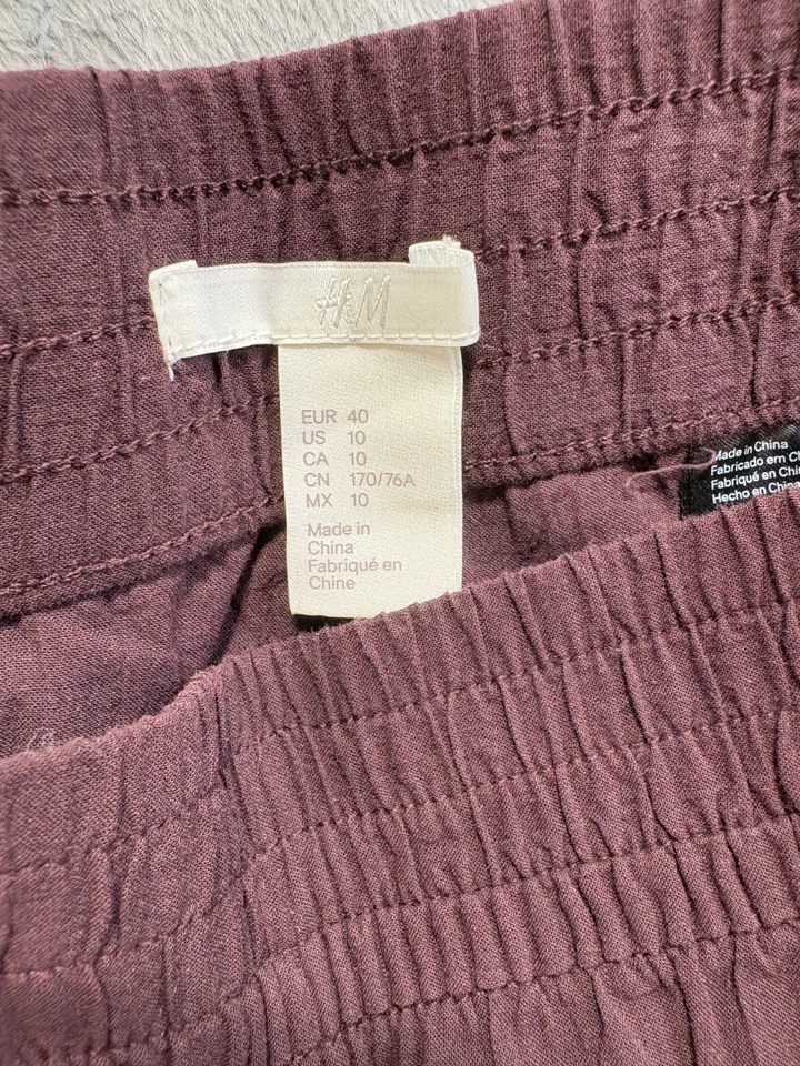 Pantalones Cortos HM Para Mujer Talla 10 Marrón Encaje Ribete Cintura Elástica Cómodos Pull On Foto 4 de 4