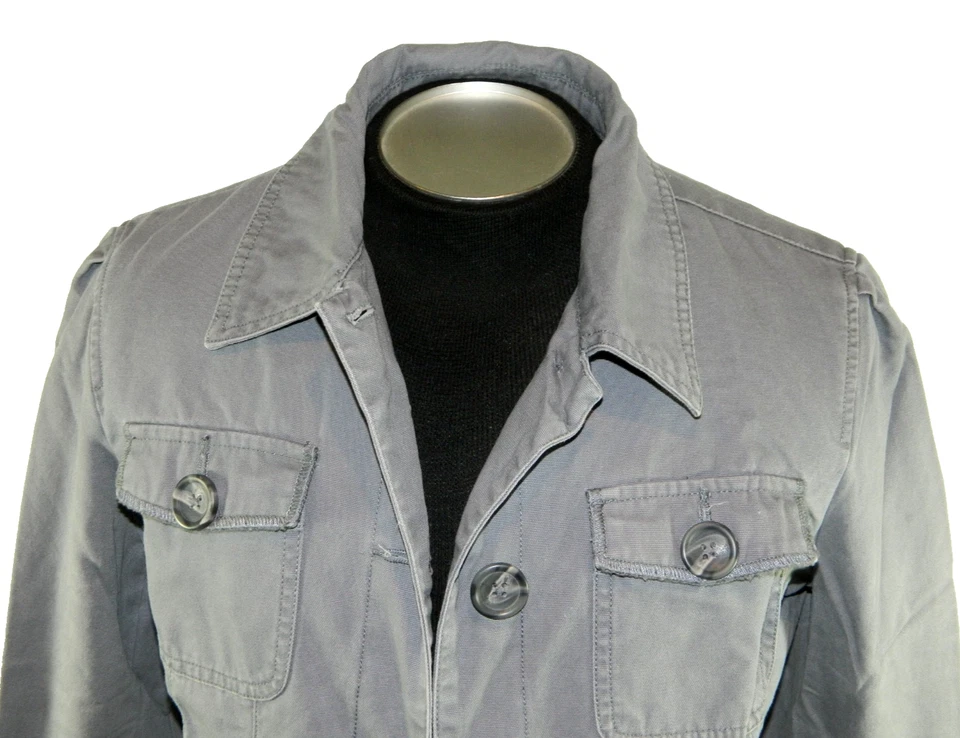 Chaqueta para mujer GAP de lona forrada de mezclilla gris verde etiqueta L manga grande 24 Foto 2 de 4