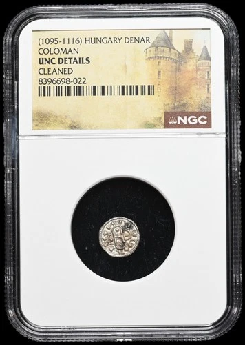 MEDIEVAL HUNGARY. Coloman, 1095-1116. Silver Denar, Cross type, NGC MS Details