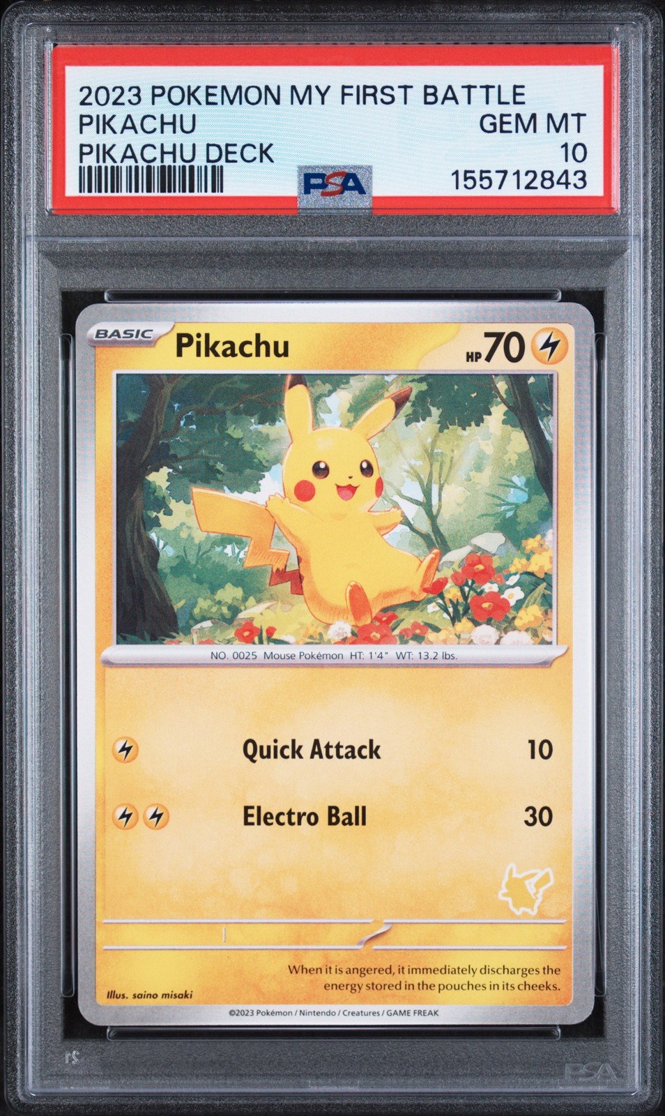 2023 POKEMON MY FIRST BATTLE-PIKACHU DECK PIKACHU PSA 10