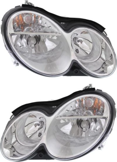 For 03-05 CLK-Class Front Halogen Headlight Headlamp Head Lamp w/Bulb PAIR SET - Image 4 of 4