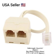 1 To 2 Ways RJ11 6P4C Male Telephone Jack Line Cord Female Splitter adapter Lan