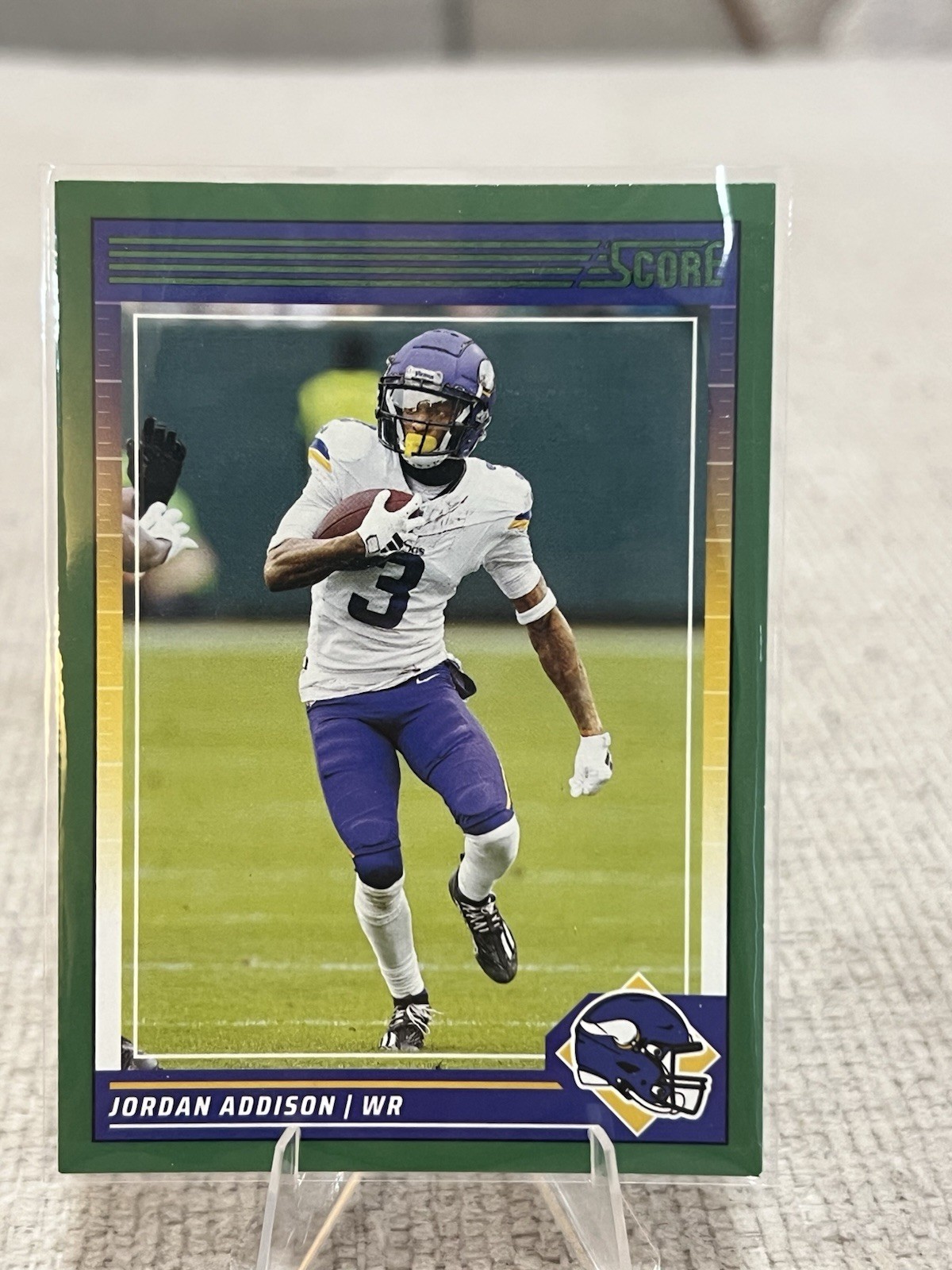 2024 Panini Score Football Jordan Addison- GREEN Parallel #184 Minnesota Vikings