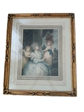 Antique Gilt Framed Engraving The Harrington Family By Stodart After Reynolds