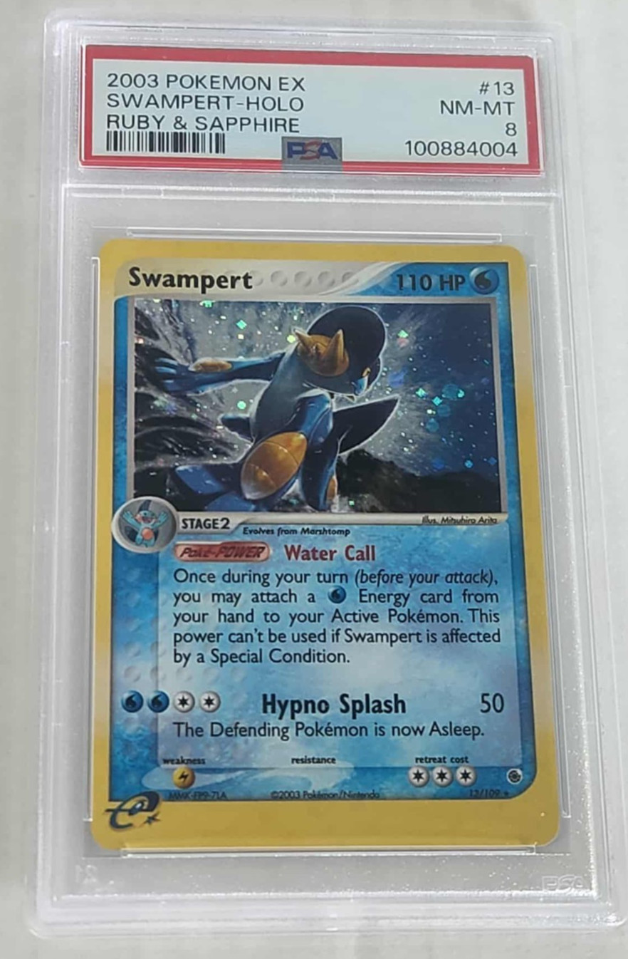 SWAMPERT - 2003 POKEMON EX - RUBY & SAPPHIRE #13 - HOLO - PSA 8 NM-MT -