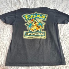 Rare 90s Pokemon Charizard Vintage Kids XL T-shirt Black USED F/S