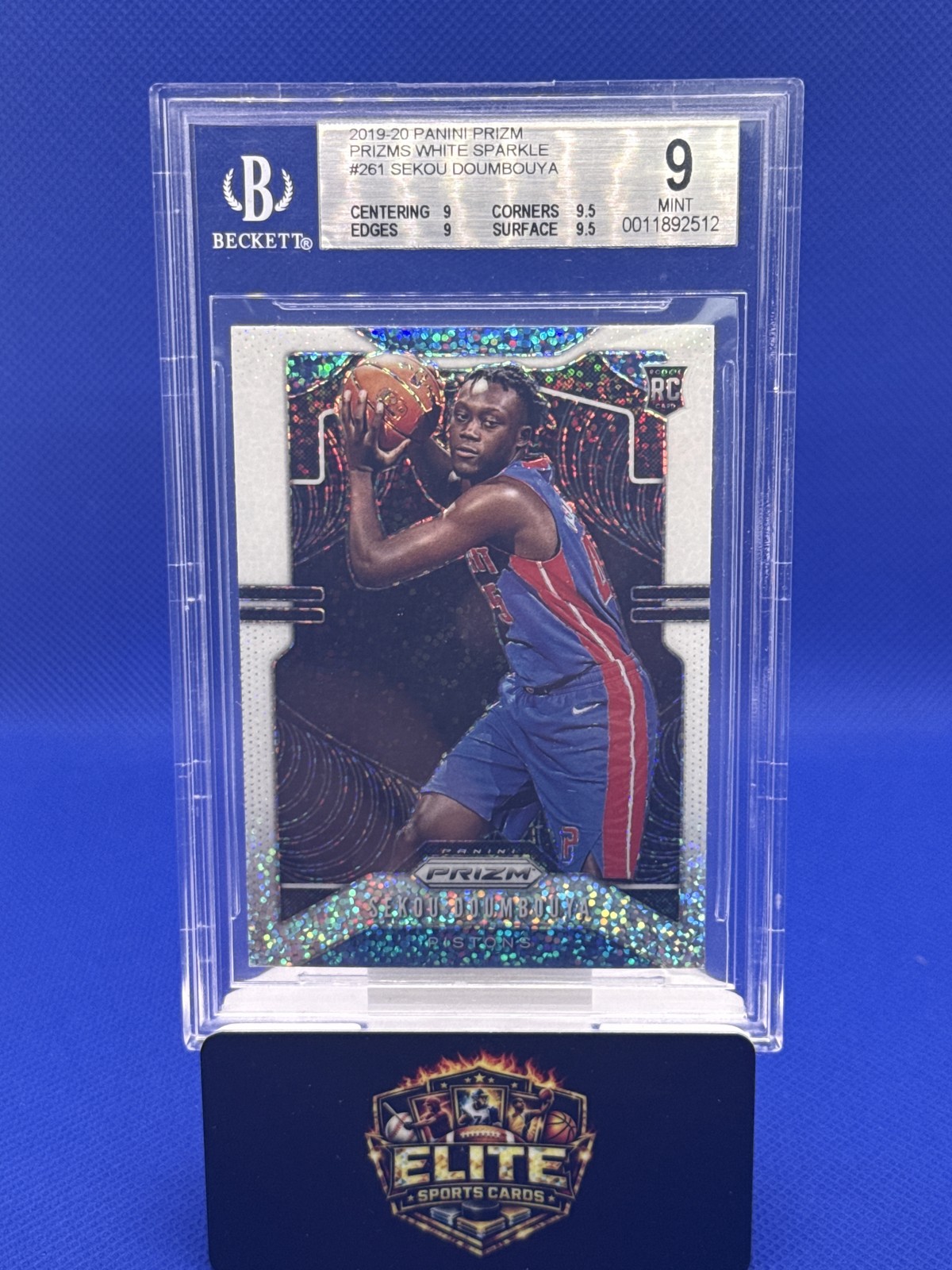 2019-20 Panini Prizm #261 Sekou Doumbouya Prizms White Sparkle BGS 9