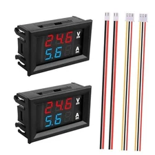 0.28" Volt Meter, DC 0-100V 10A Digital Voltmeter Ammeter Dual 3 Bits 2 Pack