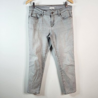 Eileen Fisher Gray Mid Rise Casual Skinny Jeans Size 8 Minimalist Normcore Basic