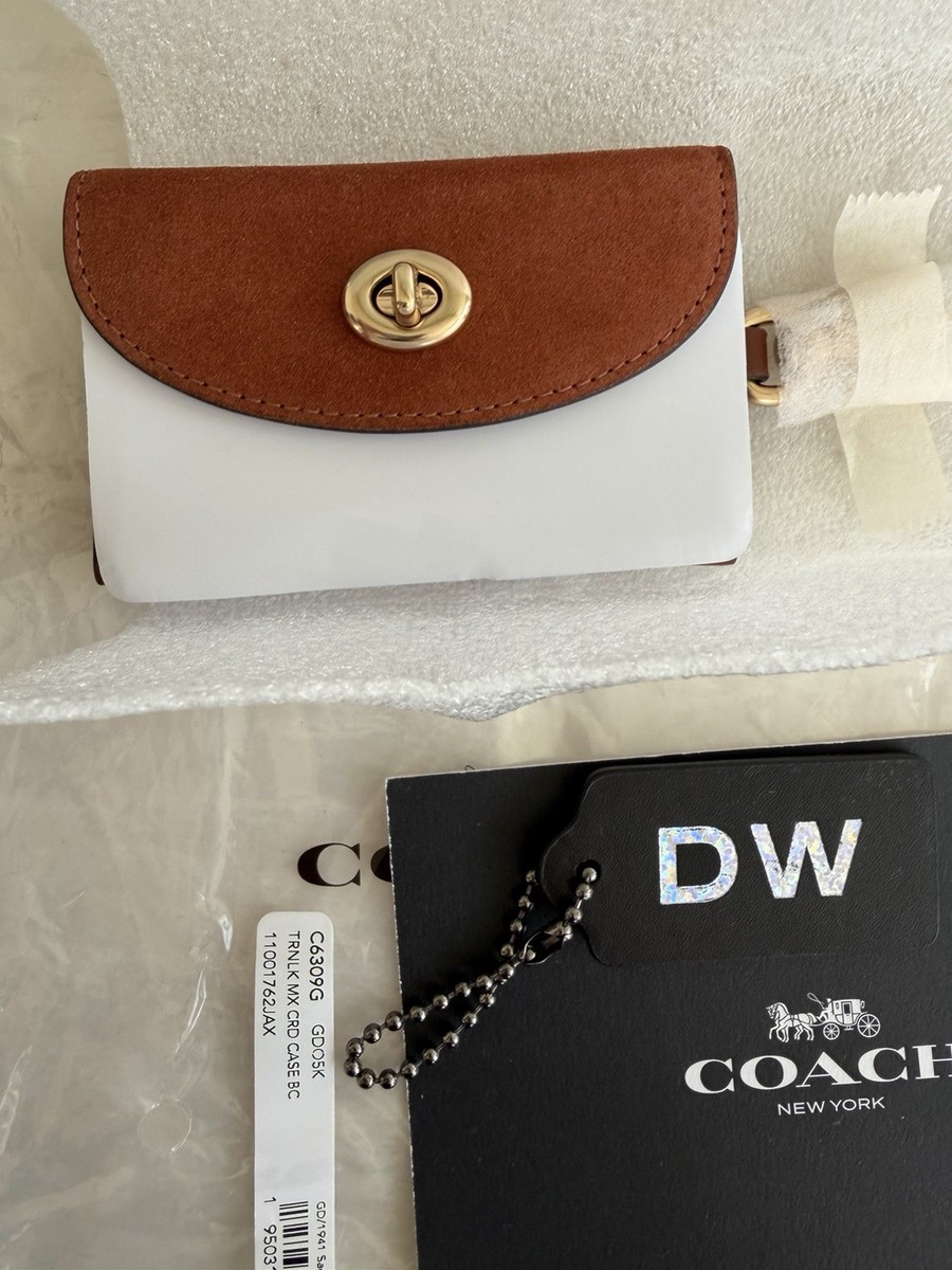 NEW COACH 1941 TURNLOCK MIXED SUEDE/LEATHER SADDLE CARD CASE BAG