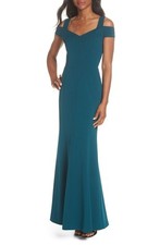 Eliza J Cold Shoulder Scuba Crepe Trumpet Gown SZ 4 Emerald