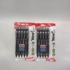 Pentel WOW Retractable Ballpoint Pen, 1.0mm Medium Line Black Ink 5 Pack 2 Pack