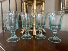Indiana Glass Recollection Madrid Teal Green Goblets Plates Bowls Cups&Saucers