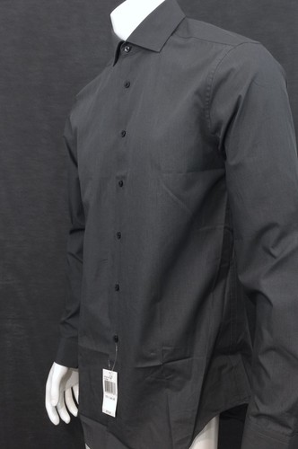 NUEVA CON ETIQUETAS CAMISA CALVIN KLEIN PARA HOMBRE ALGODÓN MANGA LARGA CON BOTÓN FRONTAL GRIS AJUSTE DELGADO 15 1/2 - Imagen 6 de 8