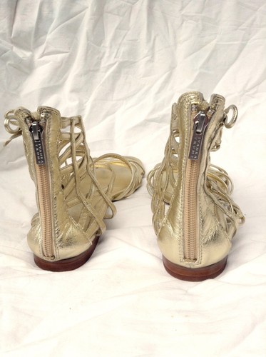 Ivanka Trump gold Santo gladiator sandals, women's size 7M, low heels, zip-up - Picture 5 of 5