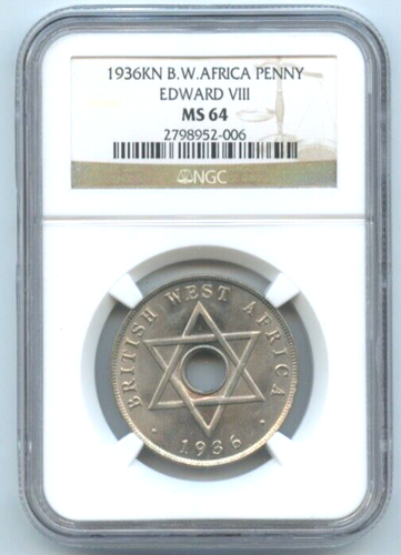 1936 British West Africa, One Penny, NGC MS64, Free Shipping - Picture 1 of 4