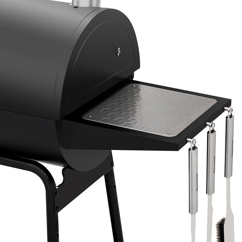 30 Inch Barrel Charcoal Grill W/ Adjustable Fire Grates & Storage Shelf New