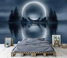 Dark Cold Futuristic Forest Wallpaper Mural Removeable Washable Peel & Stick