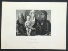 Bellini Madonna Dopo Pittore Veniziano stampa incisa acciaio originale 1873