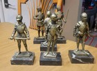 6 PC Depose Italy Knights Shining Armor Statues Sculptures W/Marble Base Used — photo 6