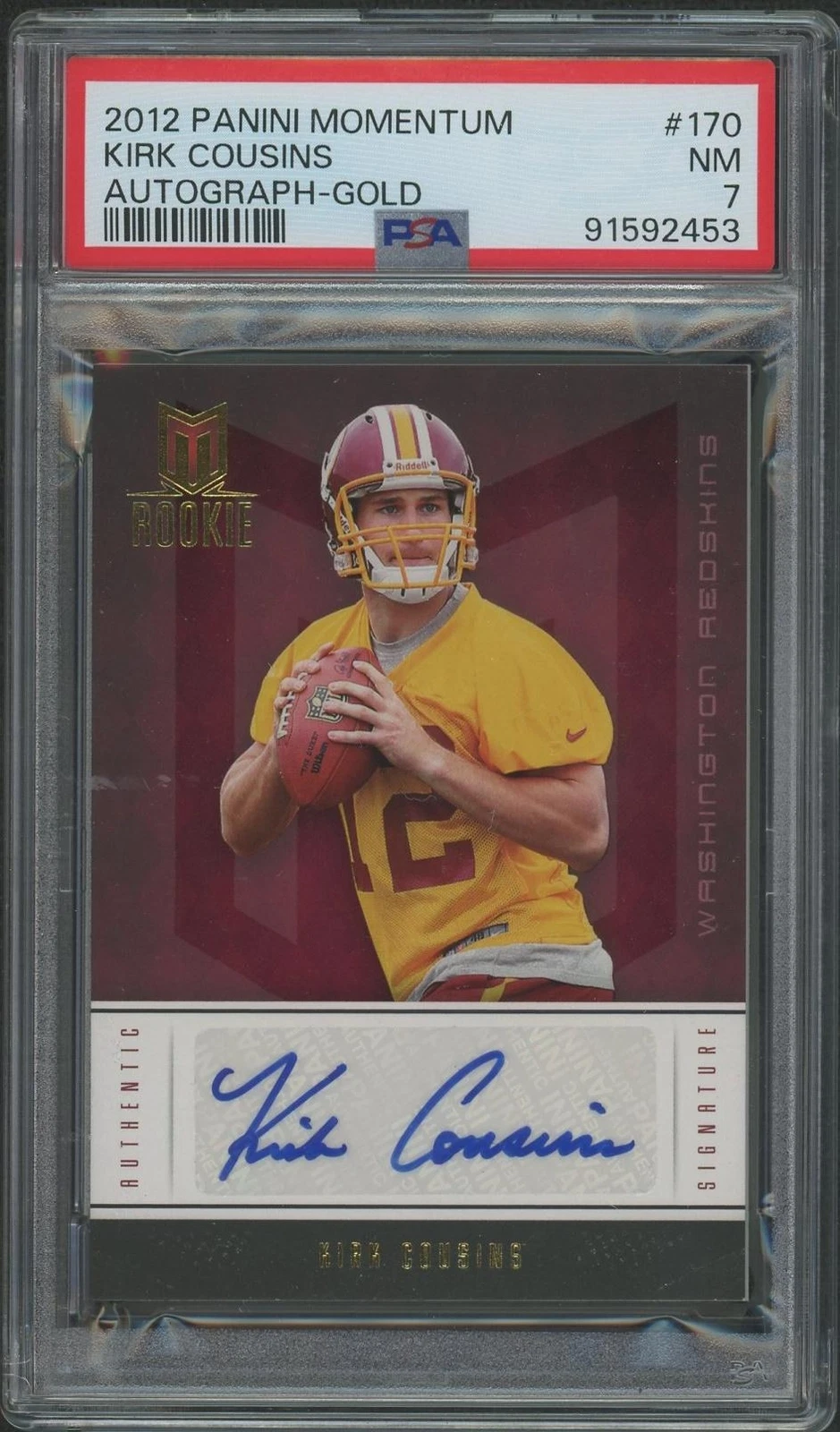 Kirk Cousins Panini Momentum #170 Autograph-Gold