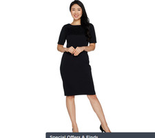 Joan Rivers Petite Length Classic Little Black Dress w/ Lace Detail Black 10P