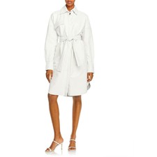 Remain Birger Christensen Leather Shirt Dress Coat Jacket White Size 34 4 New