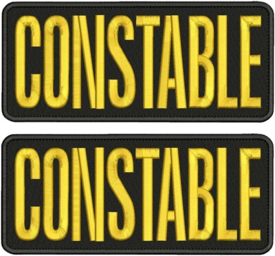 2 CONSTABLE Embroidery Patches 4x10 hook GOLD