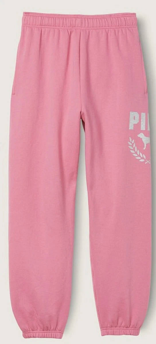 Victoria Secret PINK bling campus Sweat pants size xl Pink And Silver Bling