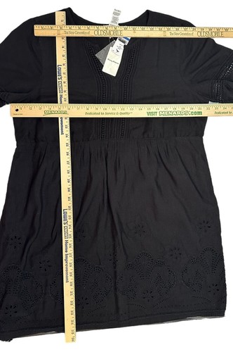 Tommy Bahama St. Lucia Split Neck Eyelet Linen Blend Black Blue Dress $135 NWT - Picture 5 of 6
