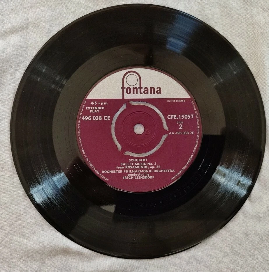 Schubert-Rosamunde Op 26 Vinyl EP 7" Single.Fontana CFE15057.Rochester/Leinsdorf Foto 4 de 4