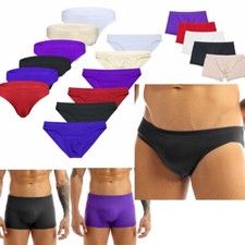 Men's Soft Silky Bikini Briefs Low Rise Bulge Pouch Underwear Seamless Panties
