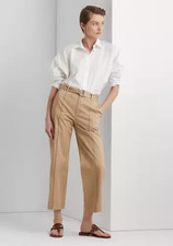 Lauren Ralph Lauren Micro-Sanded Twill Belted Wide-Leg Pants 145 Size: 4