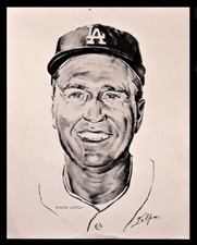 1958-60 L.A. Dodgers Portrait - Walter Alston (HOF) by Nicholas Volpe - RARE