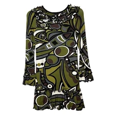 Retro Truly Me Size 12 Girls 70's Style Long Sleeve Dress Ruffle Sleeves & Hem