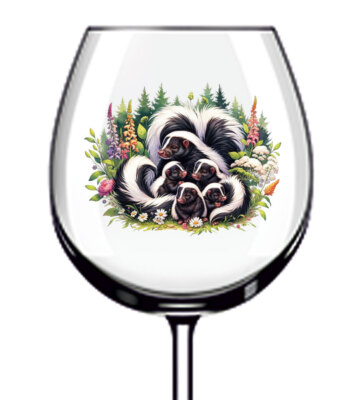 12x Wald Blumen Stinktier Familie Weinglas Flasche Becher Vinyl Aufkleber Abziehbild