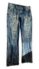 South Pole Men  s Distressed Blue Ripped Denim Jeans Size 32