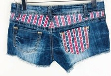 Hot Kiss CiCi Denim Blue Jean Stars Stripes American Flag Short Shorts Size 3