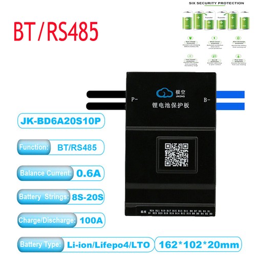 JK 8-20S 100A LiFePo4 Li-Ion Smart BMS with 0.6A Active Balance BT/RS485/LCD lot - Picture 4 of 34