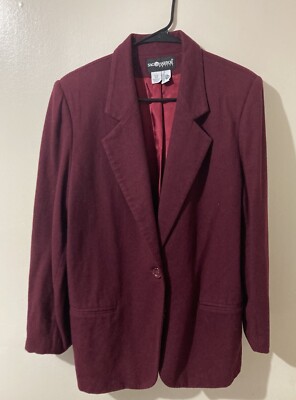 Sag Harbor Women s Blazer Size 14P 100% Pure Wool Maroon Preppy Dark Academia