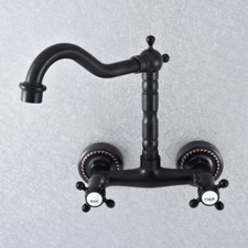 Black Oil Rubbed Brass Kitchen Faucet Bathroom Sink Mixer Tap Wall Mount ssf742