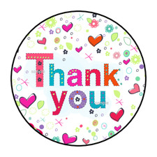 THANK YOU HEARTS ENVELOPE SEALS STICKERS LABELS TAGS 1.5" ROUND 30 COLORFUL