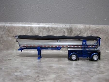 DCP 1/64 Blue Chrome Mac Spread Axle Round Dump Trailer Farm Toy