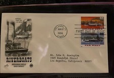 1996 First Day Issue 32 Cent Stamp Riverboats Sylvan Dell & Far West