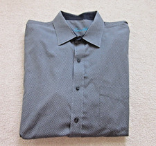 Tasso Elba Mens Dark Gray Button Down XL 17 17.5 Cotton Long Sleeve Dress Shirt