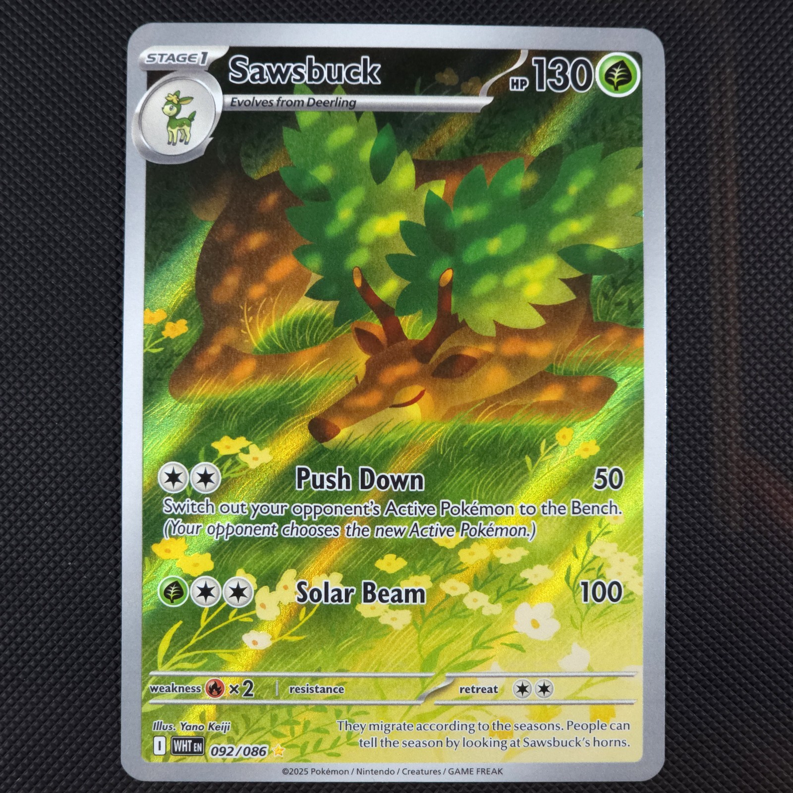 Sawsbuck 092/086 Sv: White Flare Illustration Rare Holo Near Mint