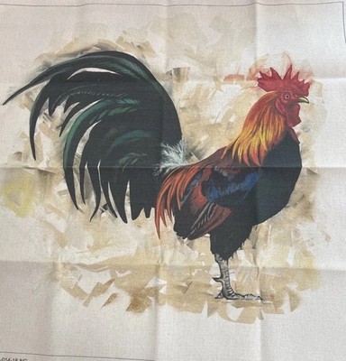 Colorful ROOSTER Heavy Woven Burlap Fabric Panel Crafts Decor Unique NEW 36 x40''
