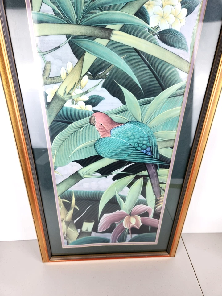 Arte de pintura temática tropical arara e ilustração pássaro emoldurada 18 x 40 para decoração - Imagem 3 de 4