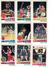 1977-78 Topps NBA 9 CARD STAR LOT, PARRISH RC, ERVING, JAABAR, WALKTON, HAVLICEK