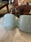 Vintage Fire King Azurite Delphite Turquoise Blue Sugar Bowl and Creamer Pitcher